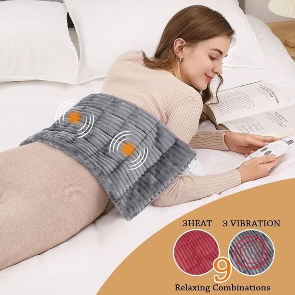 Weighted Heating Pad with Vibrating Massager - Large Size - Picture 2 of 8